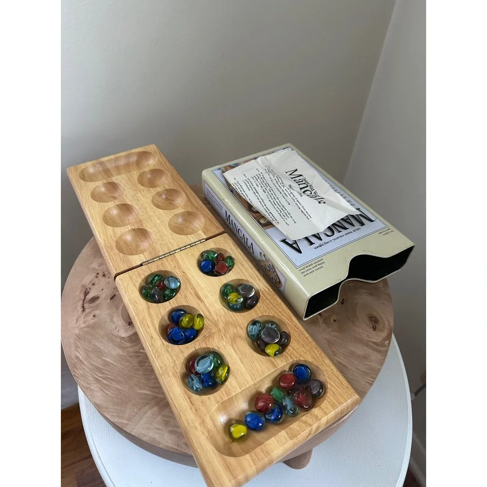 Mancala Solid Wood Folding Board Game with Gemstones Target 2001